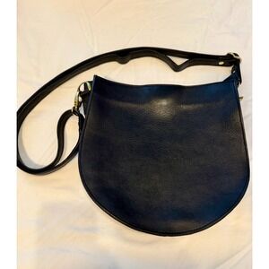 Madewell The Transport Saddlebag Black Leather Crossbody Bag Gold Hardware